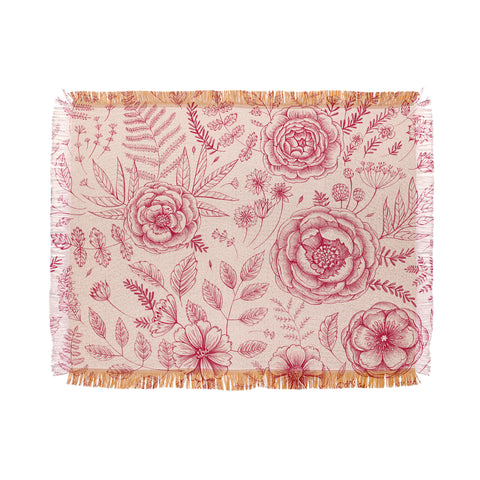 Pimlada Phuapradit Flower drawing pink Throw Blanket