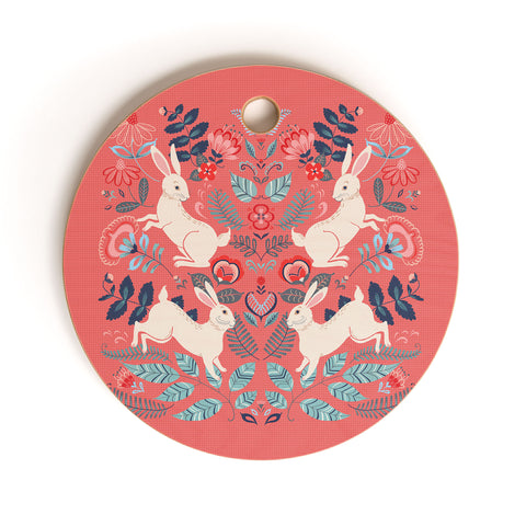 Pimlada Phuapradit Folk Bunnies Cutting Board Round