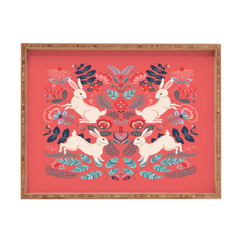 Pimlada Phuapradit Folk Bunnies Rectangular Tray