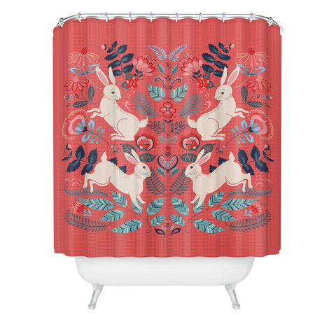 Pimlada Phuapradit Folk Bunnies Shower Curtain