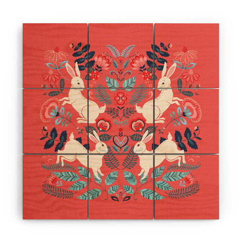 Pimlada Phuapradit Folk Bunnies Wood Wall Mural