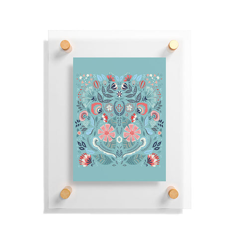 Pimlada Phuapradit Folk Floral Blue Floating Acrylic Print