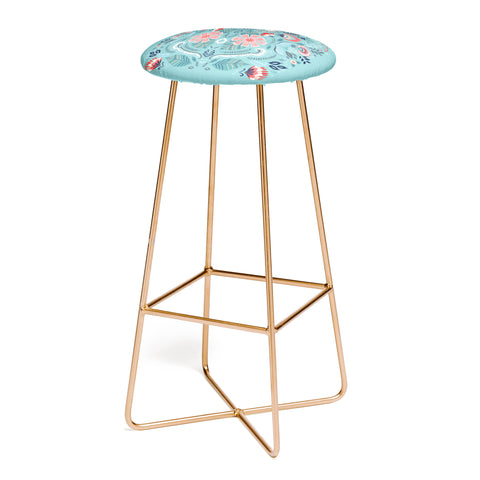 Pimlada Phuapradit Folk Floral Blue Bar Stool