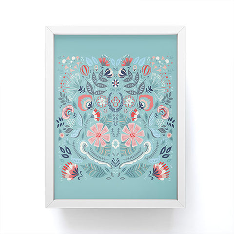 Pimlada Phuapradit Folk Floral Blue Framed Mini Art Print