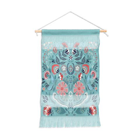 Pimlada Phuapradit Folk Floral Blue Wall Hanging Portrait