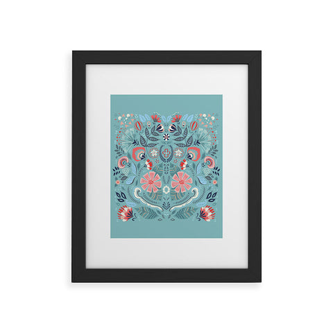 Pimlada Phuapradit Folk Floral Blue Framed Art Print