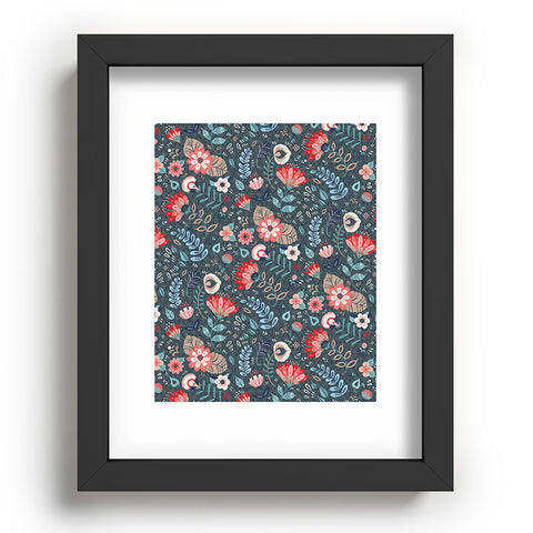 Pimlada Phuapradit Folk Floral Gray Recessed Framing Rectangle