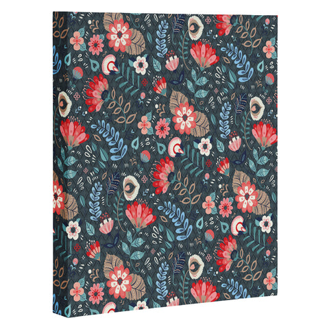 Pimlada Phuapradit Folk Floral Gray Art Canvas