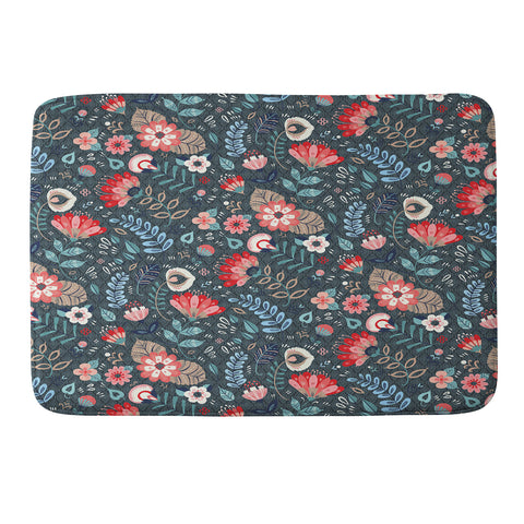 Pimlada Phuapradit Folk Floral Gray Memory Foam Bath Mat