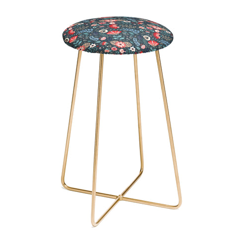 Pimlada Phuapradit Folk Floral Gray Counter Stool