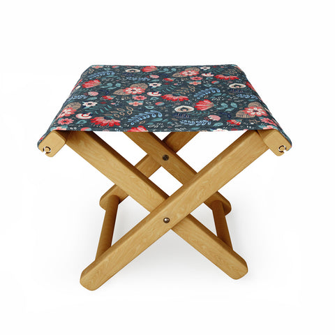 Pimlada Phuapradit Folk Floral Gray Folding Stool