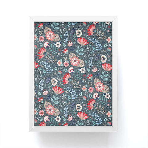 Pimlada Phuapradit Folk Floral Gray Framed Mini Art Print
