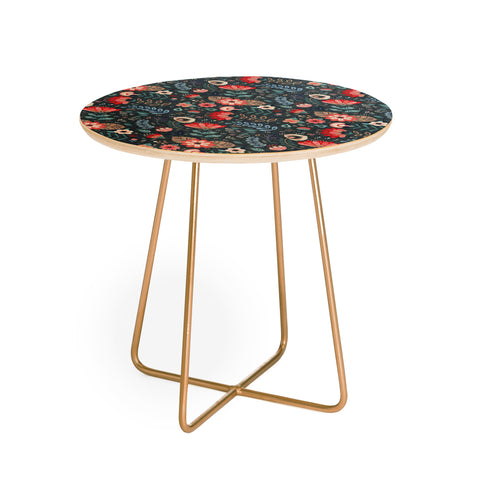Pimlada Phuapradit Folk Floral Gray Round Side Table