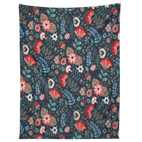 Pimlada Phuapradit Folk Floral Gray Tapestry