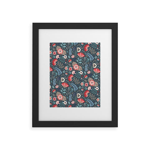 Pimlada Phuapradit Folk Floral Gray Framed Art Print
