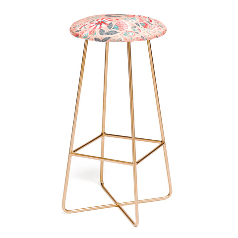 Pimlada Phuapradit Folk Floral Pink Bar Stool
