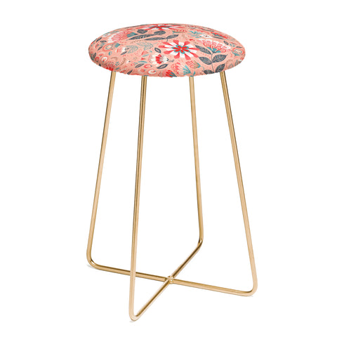 Pimlada Phuapradit Folk Floral Pink Counter Stool