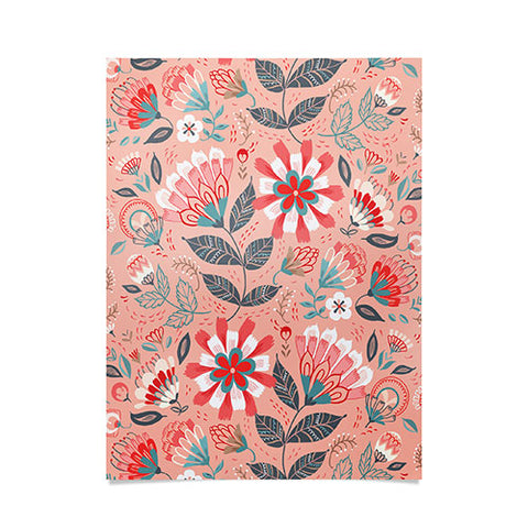 Pimlada Phuapradit Folk Floral Pink Poster