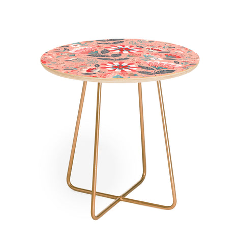 Pimlada Phuapradit Folk Floral Pink Round Side Table