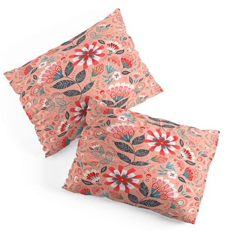 Pimlada Phuapradit Folk Floral Pink Pillow Shams
