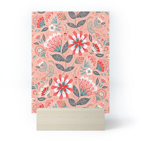 Pimlada Phuapradit Folk Floral Pink Mini Art Print