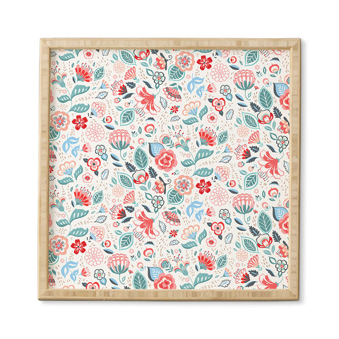 Pimlada Phuapradit Folk Floral White Framed Wall Art