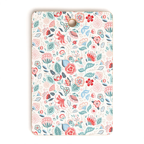 Pimlada Phuapradit Folk Floral White Cutting Board Rectangle