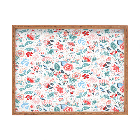 Pimlada Phuapradit Folk Floral White Rectangular Tray