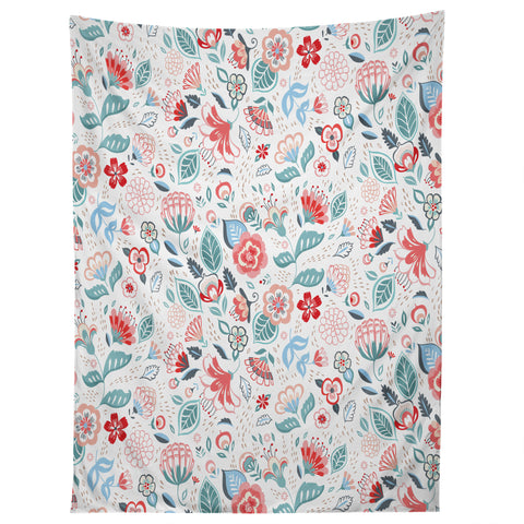 Pimlada Phuapradit Folk Floral White Tapestry