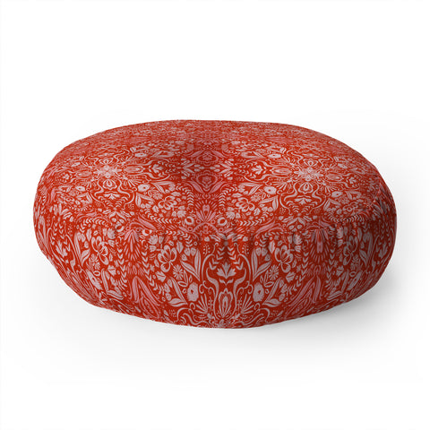 Pimlada Phuapradit Forest maze in red Floor Pillow Round