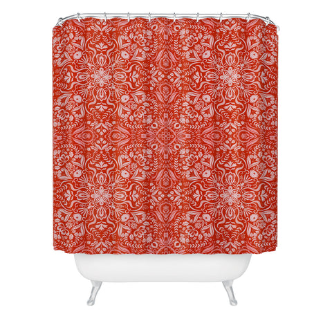 Pimlada Phuapradit Forest maze in red Shower Curtain