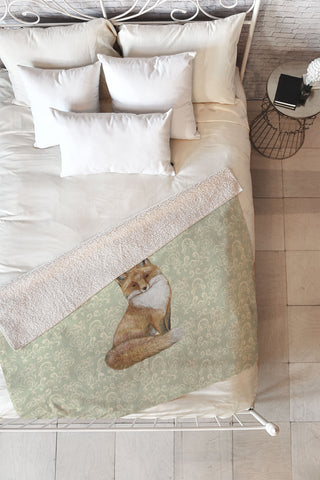 Pimlada Phuapradit Fox Portrait Fleece Throw Blanket