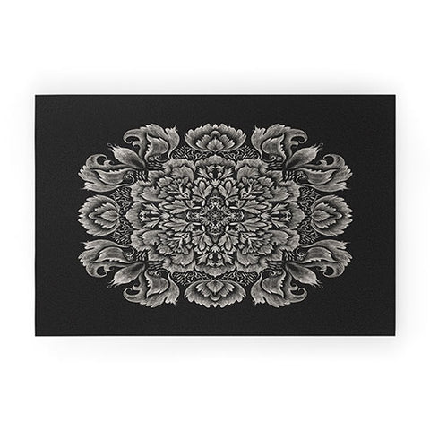 Pimlada Phuapradit Lace Doily drawing black Welcome Mat