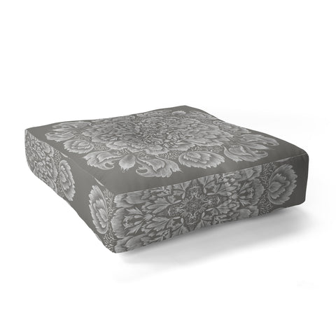 Pimlada Phuapradit Lace Doily drawing Grey Floor Pillow Square