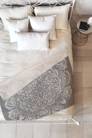 Pimlada Phuapradit Lace Doily drawing Grey Fleece Throw Blanket