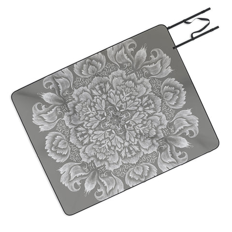 Pimlada Phuapradit Lace Doily drawing Grey Picnic Blanket