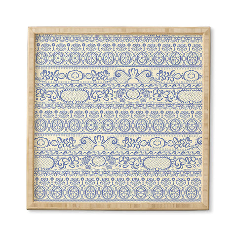 Pimlada Phuapradit Lace drawing blue and white Framed Wall Art