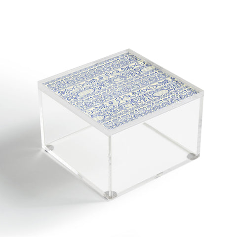 Pimlada Phuapradit Lace drawing blue and white Acrylic Box