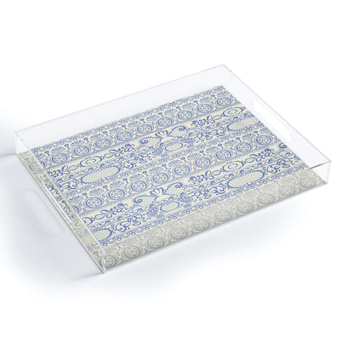 Pimlada Phuapradit Lace drawing blue and white Acrylic Tray