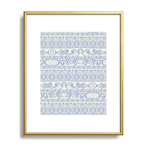 Pimlada Phuapradit Lace drawing blue and white Metal Framed Art Print