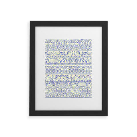 Pimlada Phuapradit Lace drawing blue and white Framed Art Print