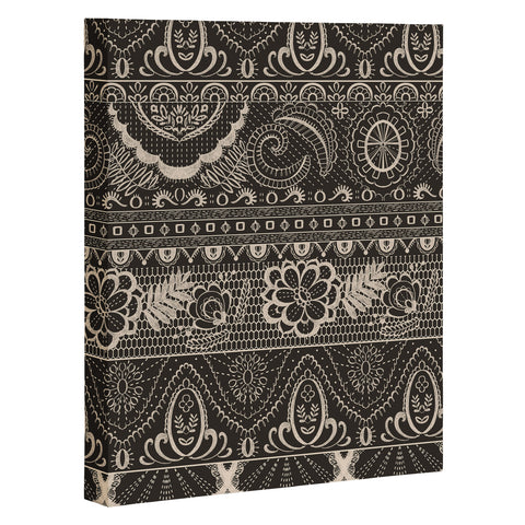 Pimlada Phuapradit Lace drawing charcoal and cream Art Canvas