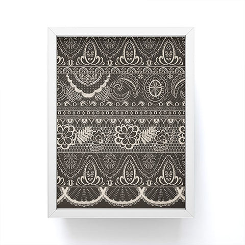 Pimlada Phuapradit Lace drawing charcoal and cream Framed Mini Art Print