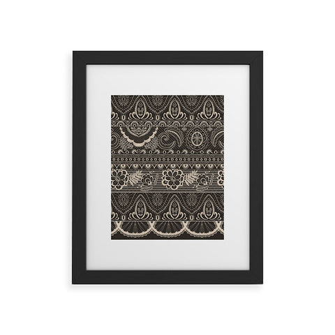 Pimlada Phuapradit Lace drawing charcoal and cream Framed Art Print