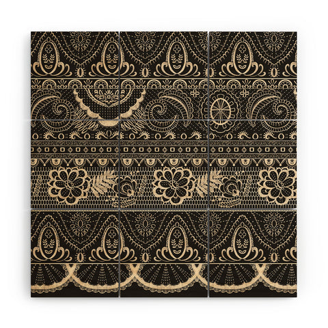 Pimlada Phuapradit Lace drawing charcoal and cream Wood Wall Mural