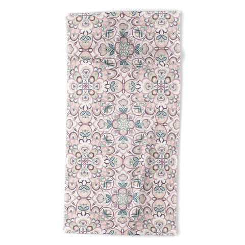 Pimlada Phuapradit Mandala Floral tile Beach Towel