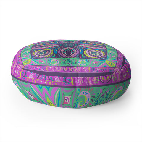 Pimlada Phuapradit Mandala flower Floor Pillow Round