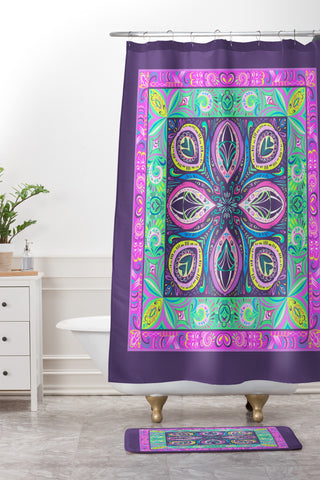 Pimlada Phuapradit Mandala flower Shower Curtain And Mat