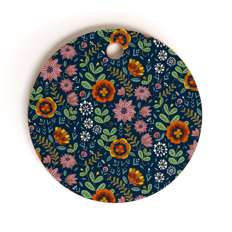 Pimlada Phuapradit midnight bloom 1 Cutting Board Round