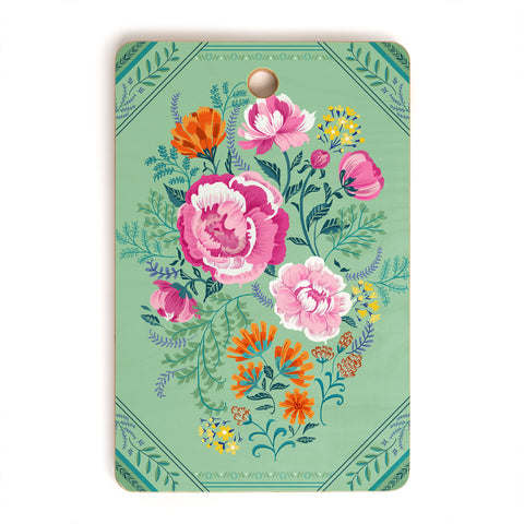 Pimlada Phuapradit Mint Roses Cutting Board Rectangle